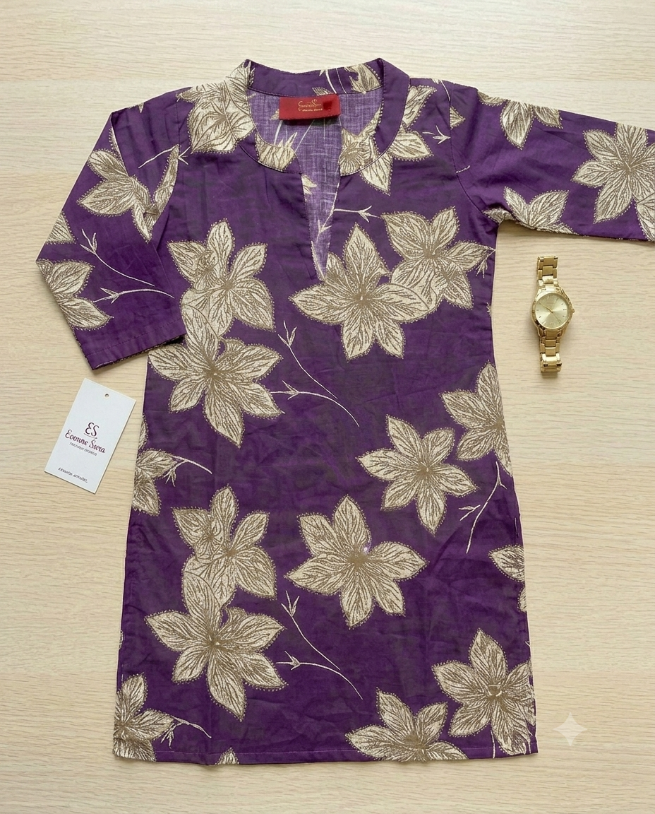 Women's Cotton Co-Ord Set Blue Floral - Image 3